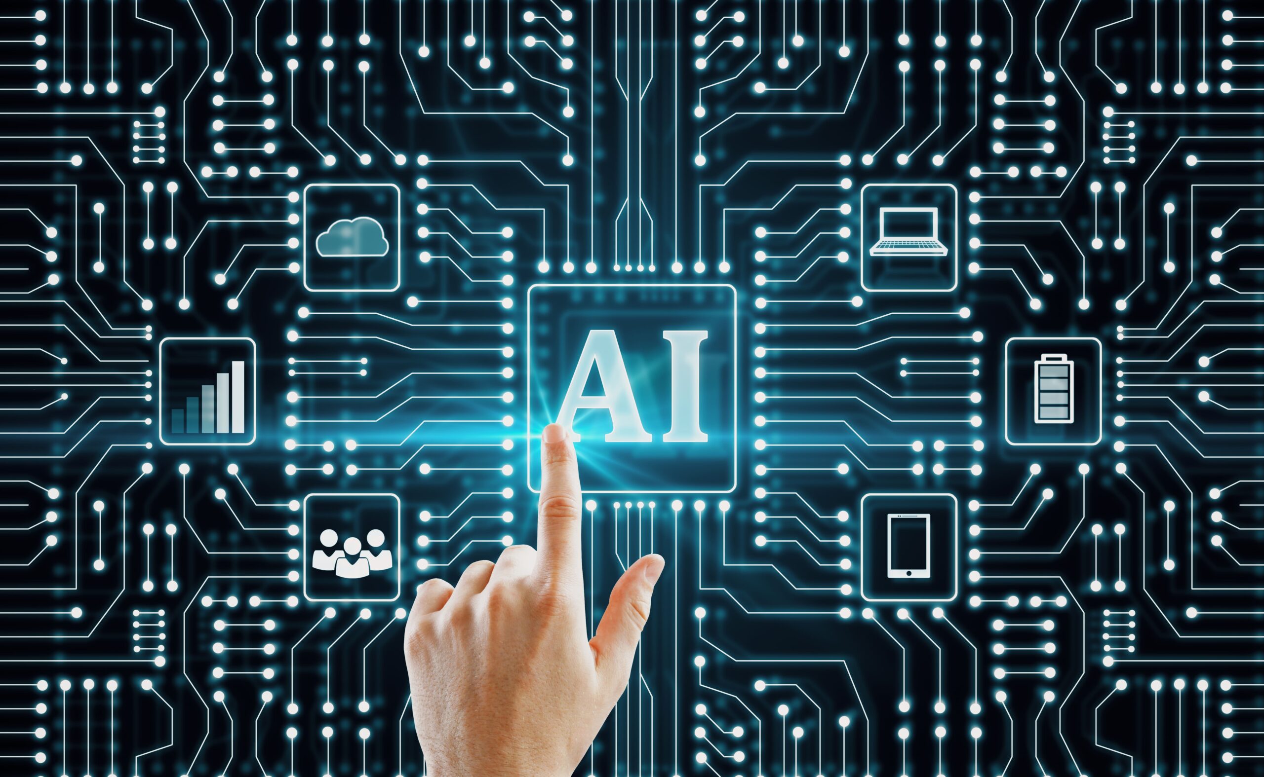 ia na segurança precisio blog ícone digital de IA e mão humana